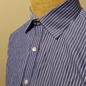 Michael kors blue white striped long sleeve shirt